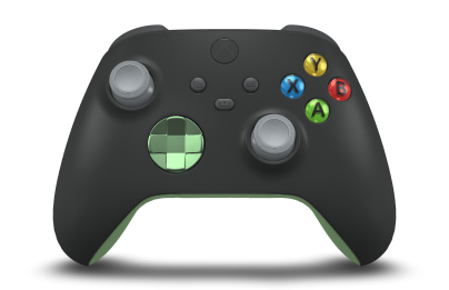 Xbox Wireless Controller - Body: Carbon Black, D-Pads: Soft Green (Metallic), Thumbsticks: Ash Gray