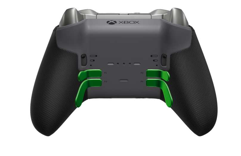Xbox Elite Wireless Controller Series 2 - Core - 本體: 風暴灰 + 橡膠握把, 方向鍵: 多面向，疾速綠 (金屬), 背面: 風暴灰 + 橡膠握把