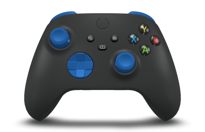 Manette sans fil Xbox - Tělo: Uhlově černá, Řídicí kříže: Elektrizující modrá, Palcové ovladače: Elektrizující modrá
