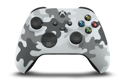Xbox 무선 컨트롤러 - Corpo: Camuflagem ártica, Botões Direcionais: Preto Carbono, Manípulos Analógicos: Preto Carbono