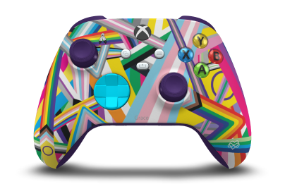 Xbox Wireless Controller - Body: Pride, D-Pads: Dragonfly Blue, Thumbsticks: Astral Purple
