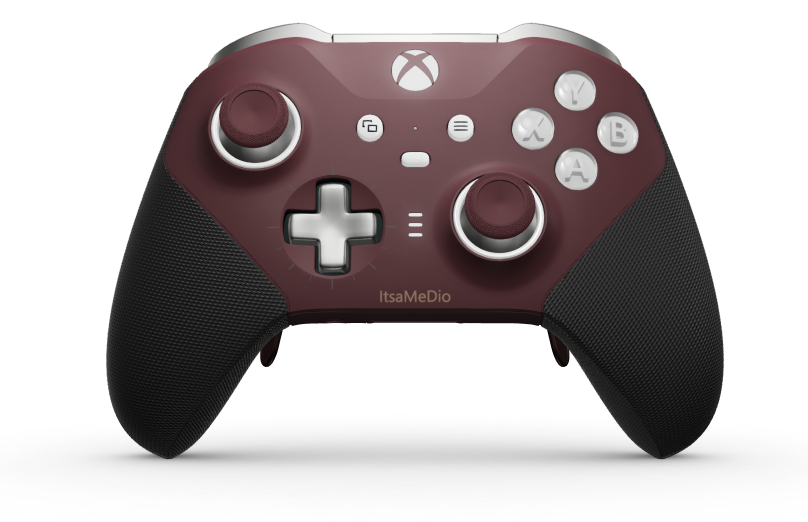 Xbox Elite Wireless Controller Series 2 - Core - Vorderseite: Garnet Red + gummierte Griffe, D-Pad: Kreuz, Bright Silver (Metall), Rückseite: Garnet Red + gummierte Griffe