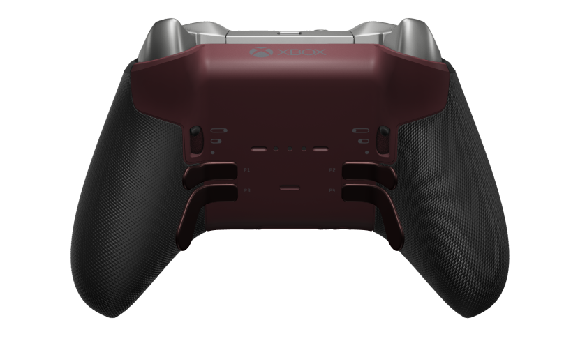 Xbox Elite Wireless Controller Series 2 - Core - Vorderseite: Garnet Red + gummierte Griffe, D-Pad: Kreuz, Bright Silver (Metall), Rückseite: Garnet Red + gummierte Griffe