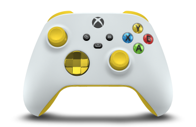 Xbox Wireless Controller - 機身: 機器白, 方向鍵: 亮黃色 (金屬), 搖桿: 亮黃色