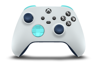 Xbox Wireless Controller - Corpo: Branco Robot, Botões Direcionais: Azul Glaciar, Manípulos Analógicos: Azul Noturno
