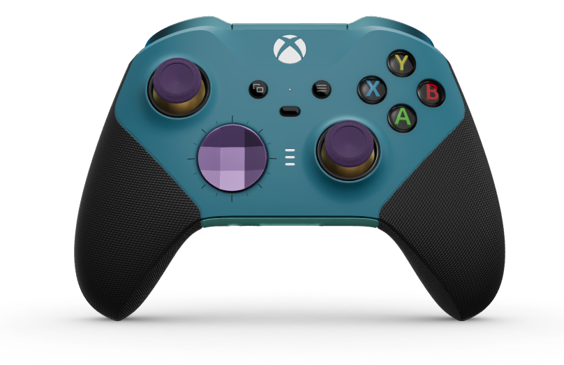Manette sans fil Xbox Elite Series 2 - Core - Body: Mineral Blue + Rubberized Grips, D-pad: Faceted, Astral Purple (Metal), Back: Glacier Blue + Rubberized Grips