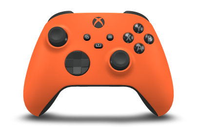 Controller with Zest Orange body, Carbon Black D-pad, and Carbon Black thumbsticks - front view