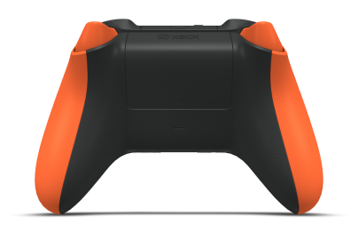 Controller with Zest Orange body, Carbon Black D-pad, and Carbon Black thumbsticks - back view