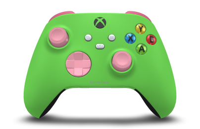 Xbox Wireless Controller - Body: Velocity Green, D-Pads: Retro Pink, Thumbsticks: Retro Pink