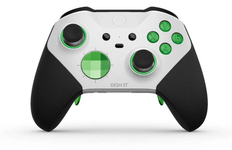 Xbox Elite Wireless Controller Series 2 - Core - Body: Robot White + Rubberized Grips, D-pad: Faceted, Velocity Green (Metal), Back: Robot White + Rubberized Grips