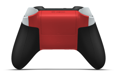 Controller with Arctic Camo body, Oxide Red (Metallic) D-pad, and Storm Grey thumbsticks - back view