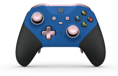 Xbox Elite Wireless Controller Series 2 - Core - Body: Shock Blue + Rubberized Grips, D-pad: Cross, Soft Pink (Metal), Back: Shock Blue + Rubberized Grips
