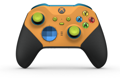 Xbox Elite Wireless Controller Series 2 - Core - Fremsida: Soft Orange + Rubberized Grips, Styrknapp: Facett, Photon Blue (Metall), Tillbaka: Carbon Black + Rubberized Grips