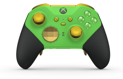Xbox Elite Wireless Controller Series 2 - Core - Behuizing voorzijde: Velocity-groen + rubberen handvatten, D-pad: Facet, Gold Matte (Metal), Behuizing achterzijde: Velocity-groen + rubberen handvatten