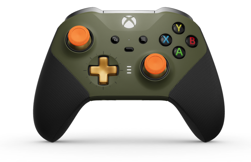 Xbox Elite Wireless Controller Series 2 - Core - Hoveddel: Nattegrøn + gummigreb, D-blok: Kryds, Blød orange (metal), Bagside: Nattegrøn + gummigreb
