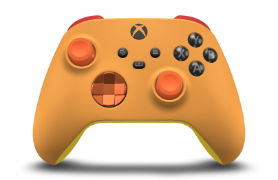 Controller with Soft Orange body, Zest Orange (Metallic) D-pad, and Zest Orange thumbsticks - front view