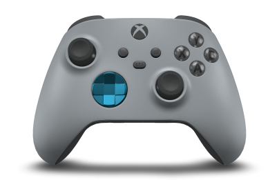 Controller with Ash Grey body, Mineral Blue (Metallic) D-pad, and Carbon Black thumbsticks - front view
