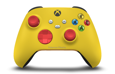 Xbox Wireless Controller - 몸체: Lighting Yellow, 방향 패드: 펄스 레드, 엄지스틱: 펄스 레드