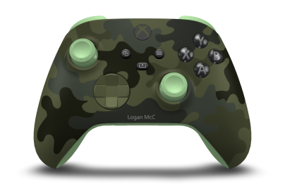 Xbox Wireless Controller - Hoofdtekst: Forest Camo, D-Pads: Nachtelijk groen, Duimsticks: Zachtgroen