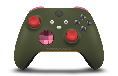 Xbox Wireless Controller - Corpo: Verde Noturno, Botões Direcionais: Rosa Profundo (Metalizado), Manípulos Analógicos: Vermelho Forte