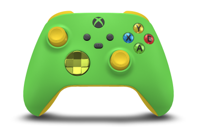 Controller with Velocity Green body, Electric Volt (Metallic) D-pad, and Lighting Yellow thumbsticks - front view
