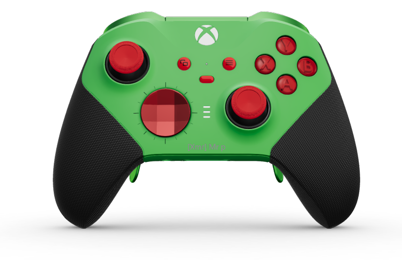 Xbox Elite Wireless Controller Series 2 - Core - 本體: 疾速綠 + 橡膠握把, 方向鍵: 多面向，脈衝紅 (金屬), 背面: 疾速綠 + 橡膠握把