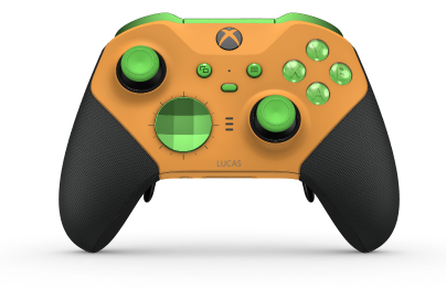 Controller Wireless Elite per Xbox Series 2 - Nucleo - Behuizing voorzijde: Zacht oranje + rubberen handvatten, D-pad: Facet, Velocity Green (Metal), Behuizing achterzijde: Zacht oranje + rubberen handvatten