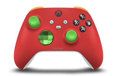 Xbox ワイヤレス コントローラー - Body: Pulse Red, D-Pads: Velocity Green (Metallic), Thumbsticks: Velocity Green