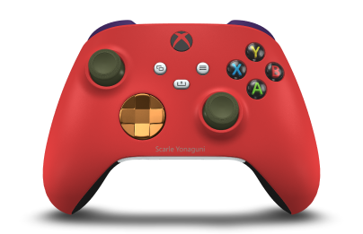 Xbox 無線控制器 - Body: Pulse Red, D-Pads: Soft Orange (Metallic), Thumbsticks: Nocturnal Green