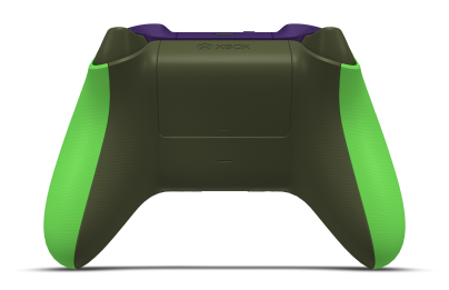 Controller with Velocity Green body, Astral Purple D-pad, and Nocturnal Green thumbsticks - back view