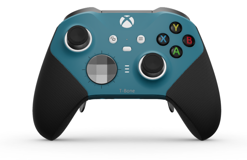 Xbox Elite Wireless Controller Series 2 - Core - Corps: Mineral Blue + poignées caoutchoutées, BMD: À facettes, Storm Gray (métal), Arrière: Mineral Blue + poignées caoutchoutées