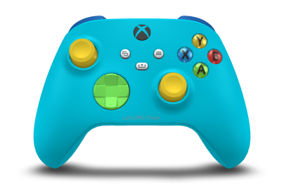 Xbox ワイヤレス コントローラー - Body: Dragonfly Blue, D-Pads: Velocity Green, Thumbsticks: Lighting Yellow