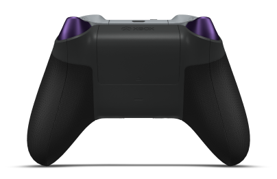 Controller with Carbon Black body, Astral Purple (Metallic) D-pad, and Ash Grey thumbsticks - back view