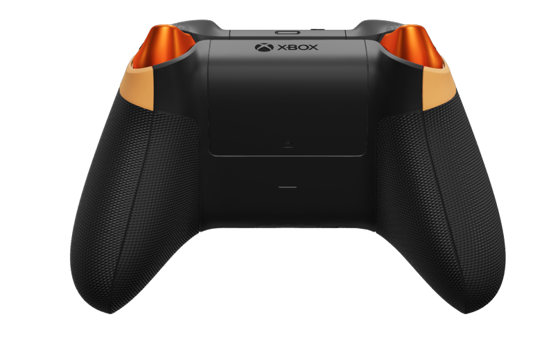 Xbox Wireless Controller - Text: Weiches Orange, Steuerkreuze: Orangenschale (Metallic), Analogsticks: Mitternachtblau