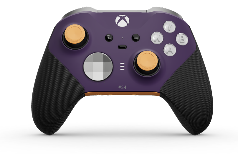 Xbox Elite Wireless Controller Series 2 - Core - Cuerpo: Violeta astral + Agarres texturizados, Cruceta: Facetado, plata brillante (metal), Atrás: Naranja suave + Agarres texturizados