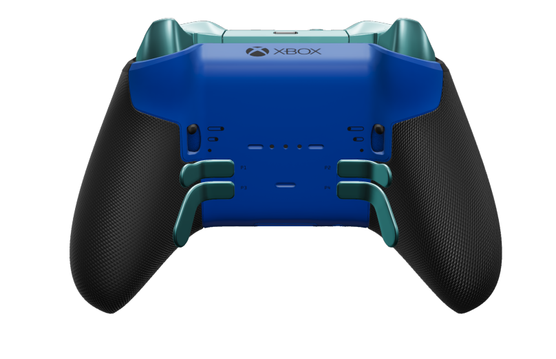 Manette sans fil Xbox Elite Series 2 - Core - Behuizing voorzijde: Shockblauw + rubberen handvatten, D-pad: Gefacetteerd, mineraalblauw (metaal), Behuizing achterzijde: Shockblauw + rubberen handvatten