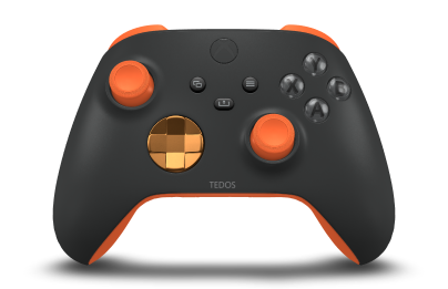 Xbox Wireless Controller - Corps: Carbon Black, BMD: Soft Orange (métallique), Joysticks: Zest Orange