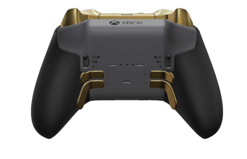 Xbox Elite Wireless Controller Series 2 - Core - Body: Storm Gray + Rubberised Grips, D-pad: Facet, Hero Gold (Metal), Back: Storm Gray + Rubberised Grips