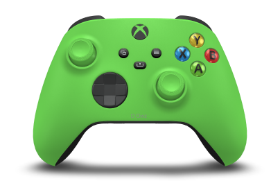 Controller with Velocity Green body, Carbon Black D-pad, and Velocity Green thumbsticks - front view