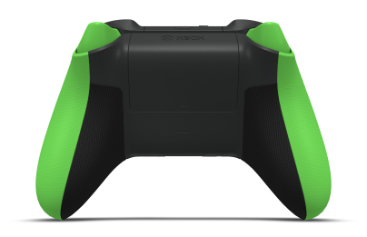Controller with Velocity Green body, Carbon Black D-pad, and Velocity Green thumbsticks - back view