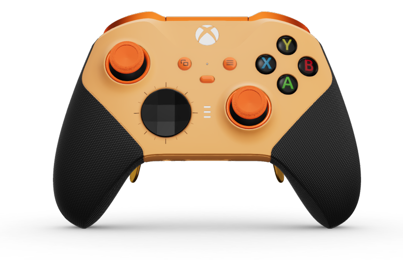 Xbox Elite Wireless Controller Series 2 - Core - Behuizing voorzijde: Zacht oranje + rubberen handvatten, D-pad: Gefacetteerd, carbonzwart (metaal), Behuizing achterzijde: Zacht oranje + rubberen handvatten