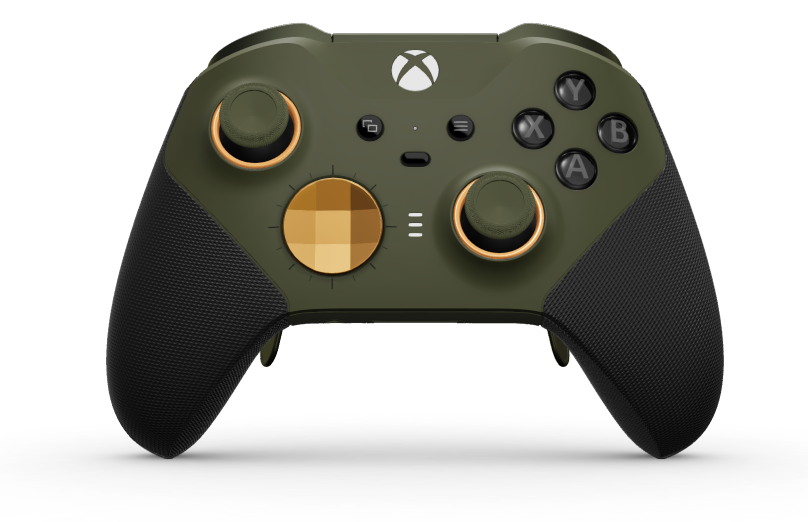 Manette sans fil Xbox Elite Series 2 - Core - Corps: Nocturnal Green + poignées caoutchoutées, BMD: À facettes, Soft Orange (métal), Arrière: Nocturnal Green + poignées caoutchoutées