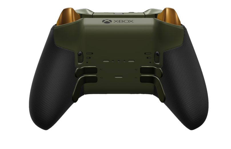 Manette sans fil Xbox Elite Series 2 - Core - Corps: Nocturnal Green + poignées caoutchoutées, BMD: À facettes, Soft Orange (métal), Arrière: Nocturnal Green + poignées caoutchoutées