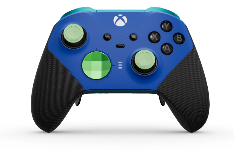Xbox Elite Wireless Controller Series 2 - Core - Behuizing voorzijde: Shockblauw + rubberen handvatten, D-pad: Gefacetteerd, velocity-groen (metaal), Behuizing achterzijde: Mineraalblauw + rubberen handvatten