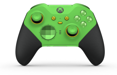 Xbox Elite Wireless Controller Series 2 - Core - Behuizing voorzijde: Velocity-groen + rubberen handvatten, D-pad: Facet, Velocity Green (Metal), Behuizing achterzijde: Velocity-groen + rubberen handvatten