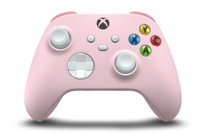 Controller with Soft Pink body, Robot White D-pad, and Robot White thumbsticks - front view