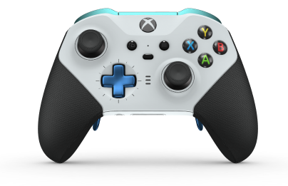 Xbox Elite Wireless Controller Series 2 - Core - Korpus: Robot White + Rubberized Grips, Pad kierunkowy: Wersja typu krzyż, kwantowy błękit (wariant metaliczny), Tył: Robot White + Rubberized Grips