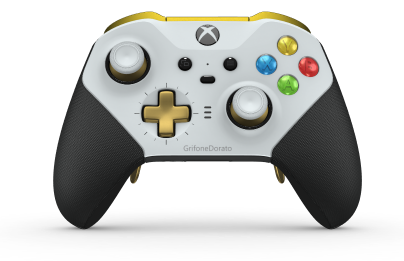 Xbox Elite Wireless Controller Series 2 - Core - Body: Robot White + Rubberised Grips, D-pad: Cross, Gold Matte (Metal), Back: Carbon Black + Rubberised Grips