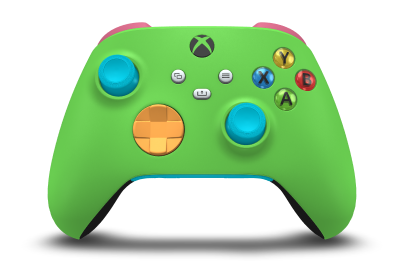 Xbox Wireless Controller - Korpus: Zieleń prędkości, Pady kierunkowe: Delikatny pomarańczowy, Drążki: Opalizujący błękit