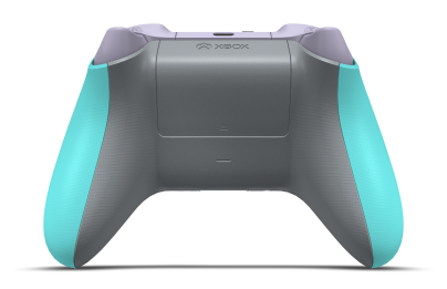 Controller with Glacier Blue body, Ash Grey D-pad, and Ash Grey thumbsticks - back view